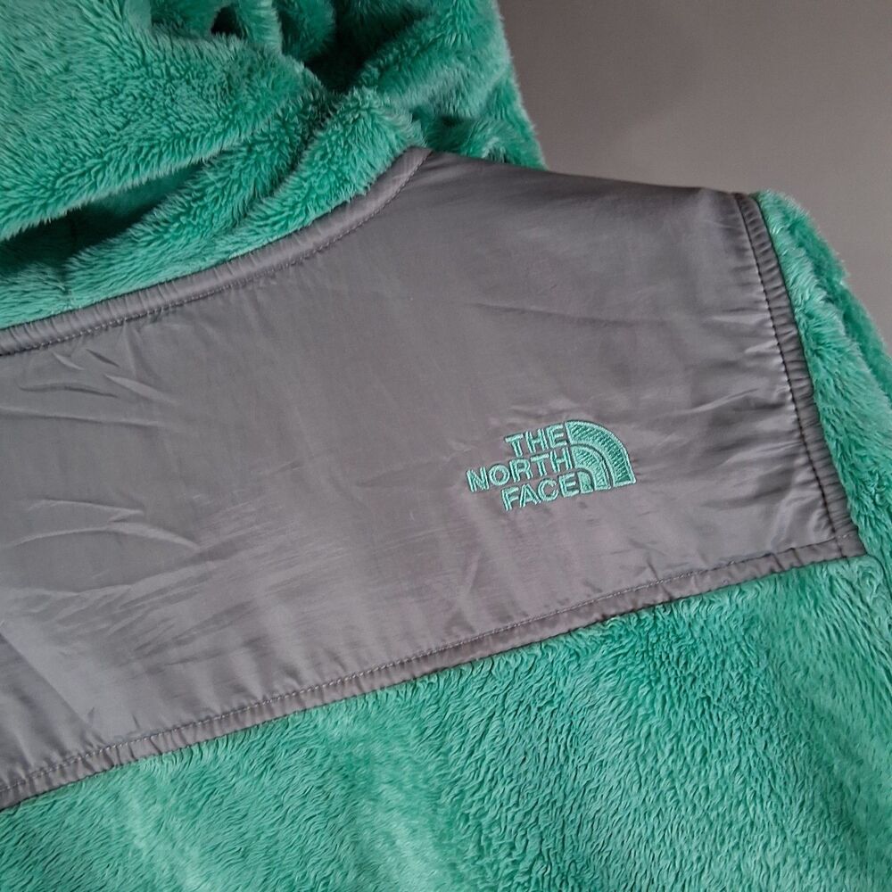 The North Face Girls Osito Hoodie Full Zip Fleece Jacket Teal Green Grey XL 18 - Picture 7 of 10